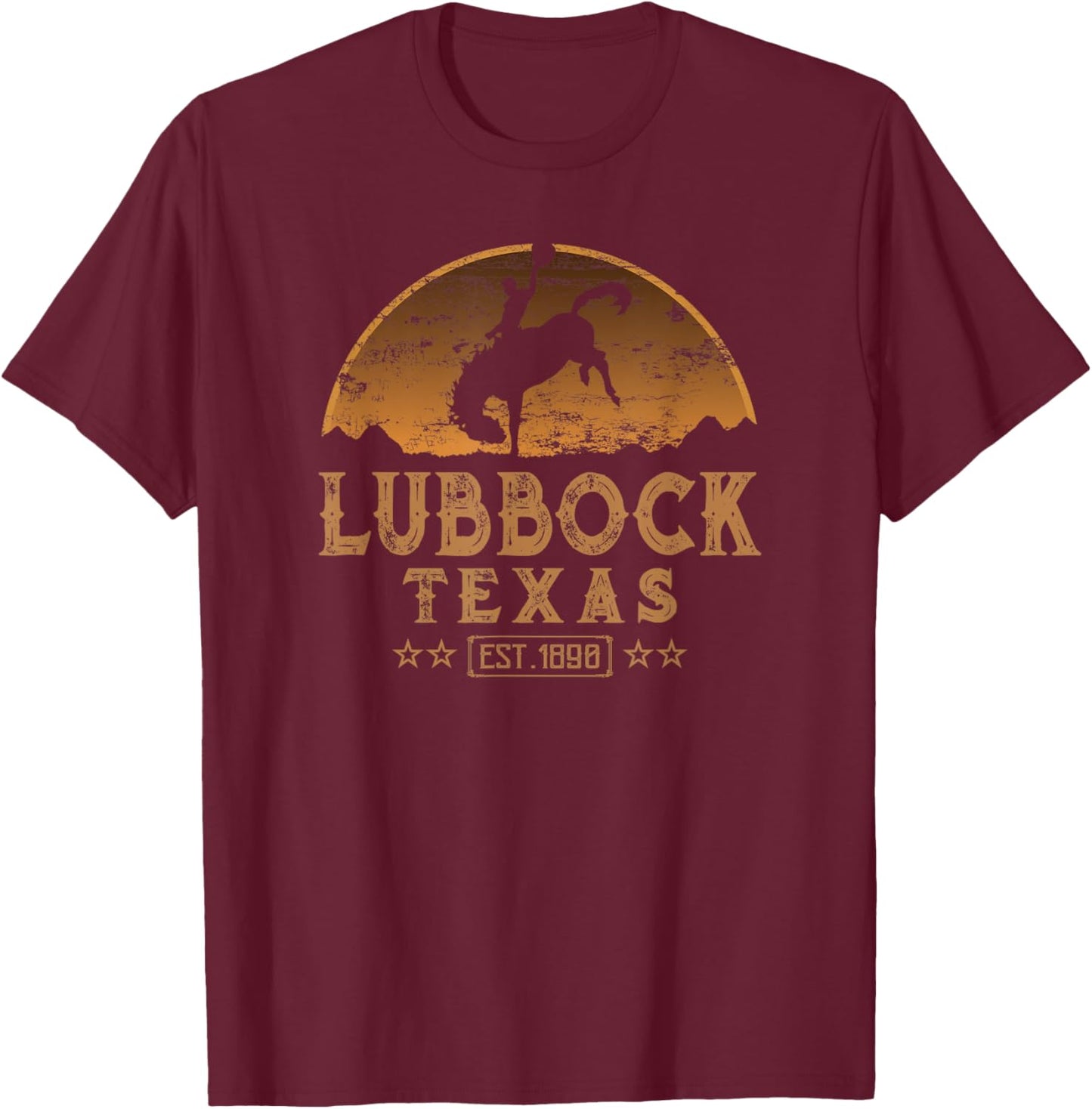 Lubbock Texas TX Rodeo Cowboy T-Shirt - T-Shirt | Maroon