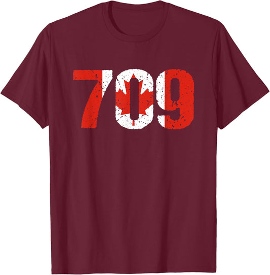 709 Newfoundland and Labrador Area Code Canada T-Shirt - T-Shirt | Maroon