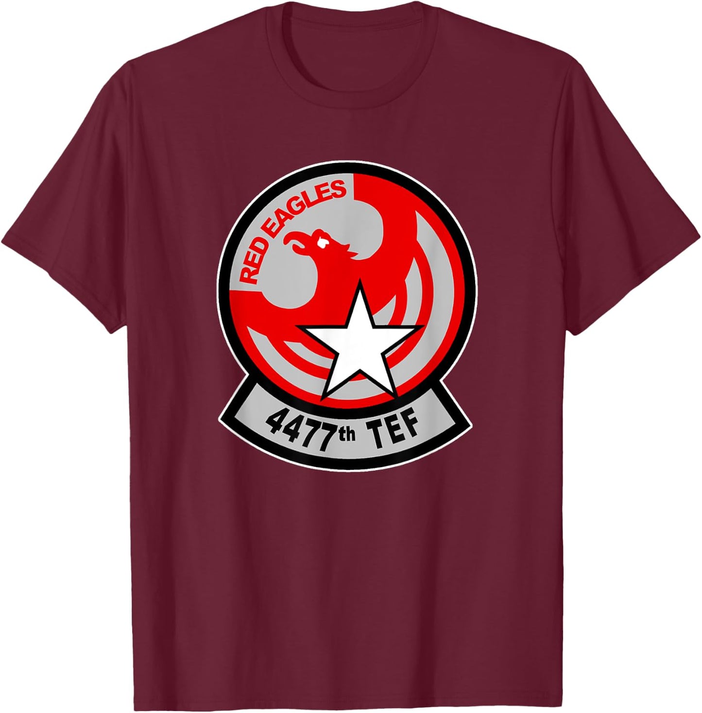Red Eagles 4477th TEF America's MiG Squadron Insignia T-Shirt - T-Shirt | Maroon