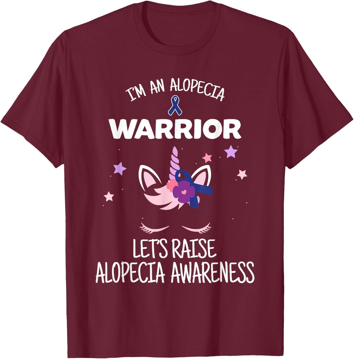 Unicorn Alopecia Warrior, Alopecia Awareness T-Shirt - T-Shirt | Maroon