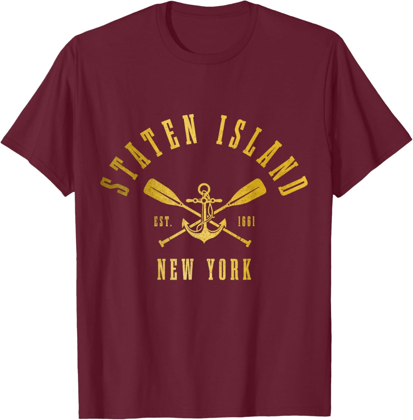 Staten Island New York Retro NY Pride T-Shirt - T-Shirt | Maroon