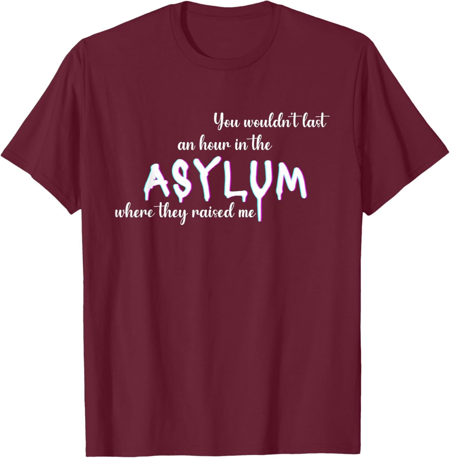You Wouldn't Last An Hour In The Asylum Where They Raised Me T-Shirt - T-Shirt | Maroon