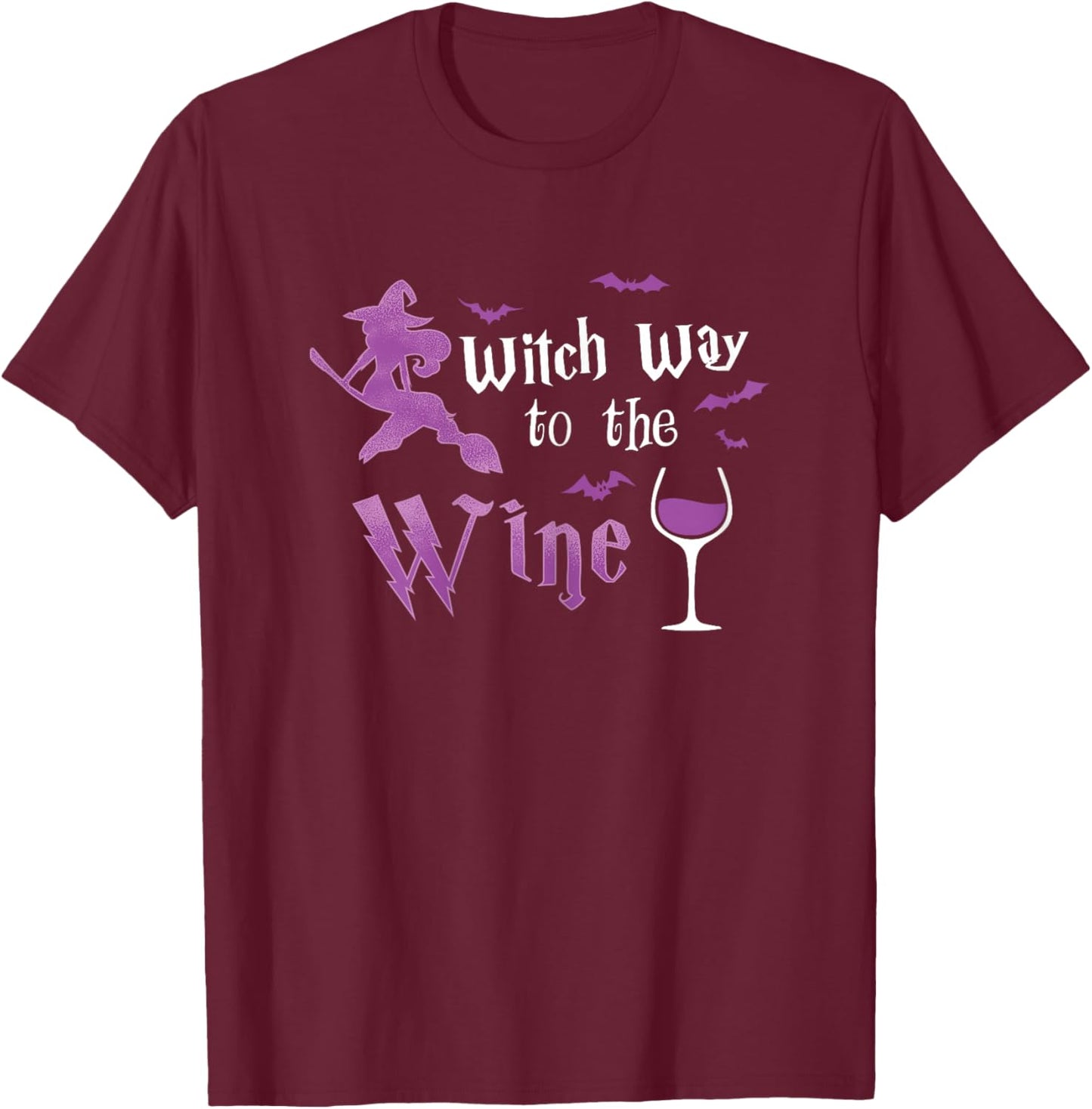 Witch Way to The Wine Halloween Witch Drinking Costume T-Shirt - T-Shirt | Maroon