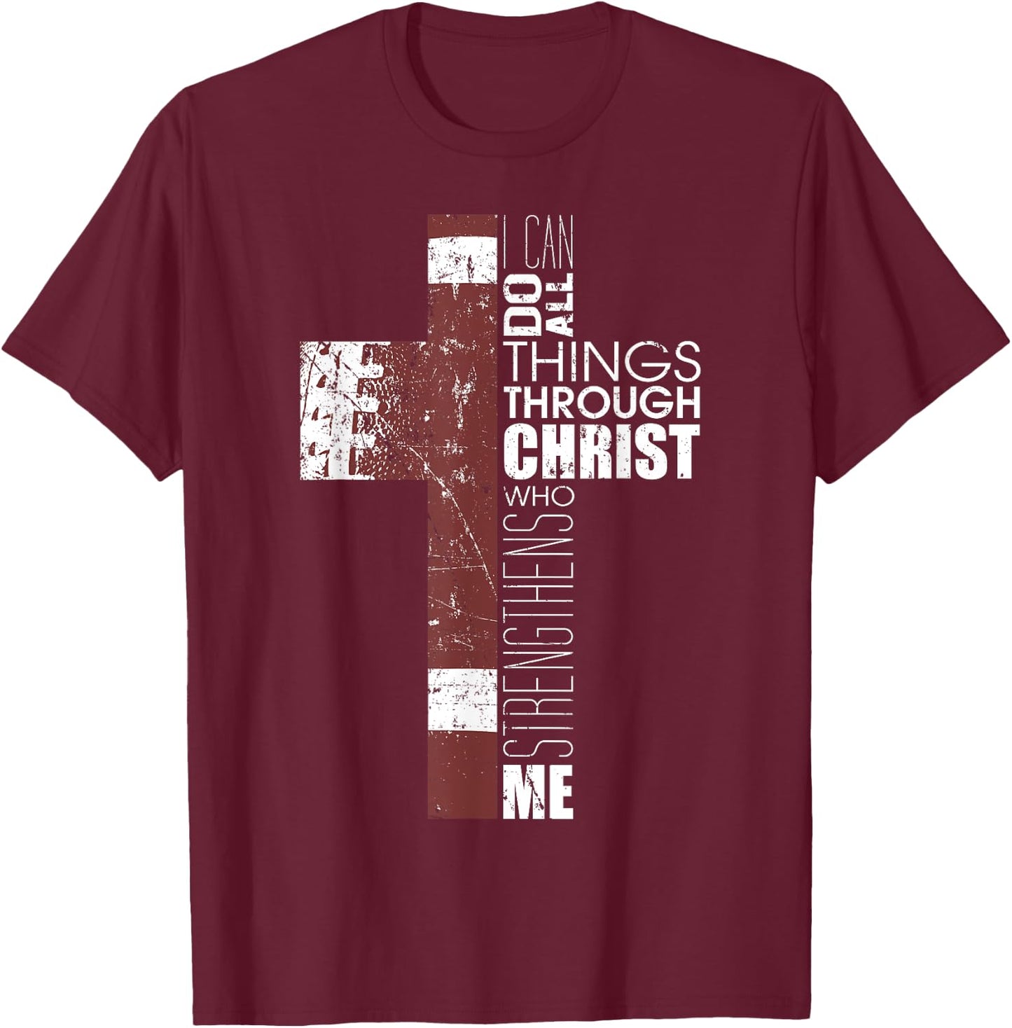 Christian Football Verse I Can Do All Things Through Christ T-Shirt - T-Shirt | Maroon