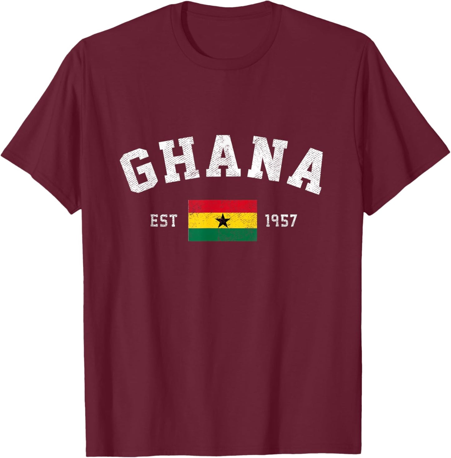 Ghana Est. 1957 Ghanaian Flag Independence Day T-Shirt - T-Shirt | Maroon