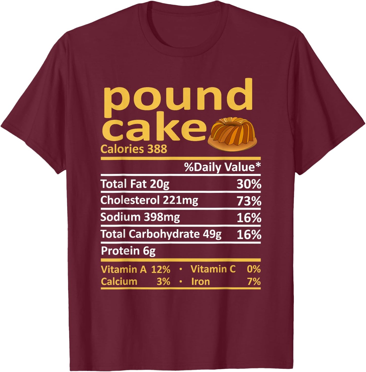 Pound Cake Nutrition Food Thanksgiving Costume Christmas T-Shirt - T-Shirt | Maroon