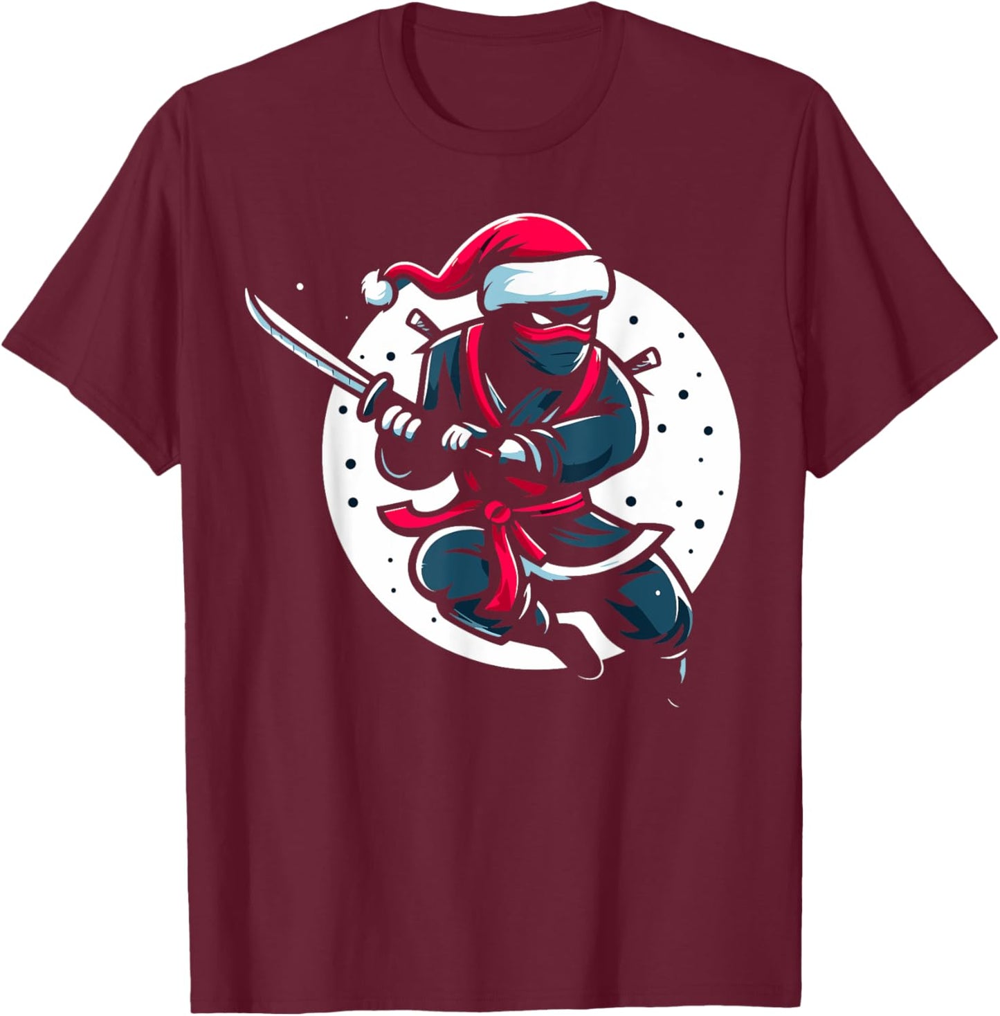 Funny Christmas Ninja Santa Hat for Boys Kids Ninja Lovers T-Shirt - T-Shirt | Maroon