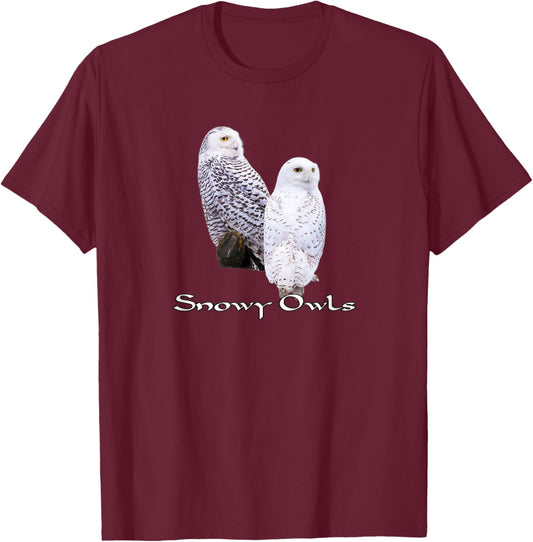 Snowy Owl Wildlife T-Shirt - T-Shirt | Maroon