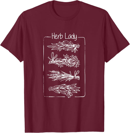 Herbology Apparel - Women's Herb Lady Funny Homeopathic - Black - 3X-Large - Short Sleeve - Classic Fit - Cotton 60% Polyester 40% T-Shirt - T-Shirt | Maroon