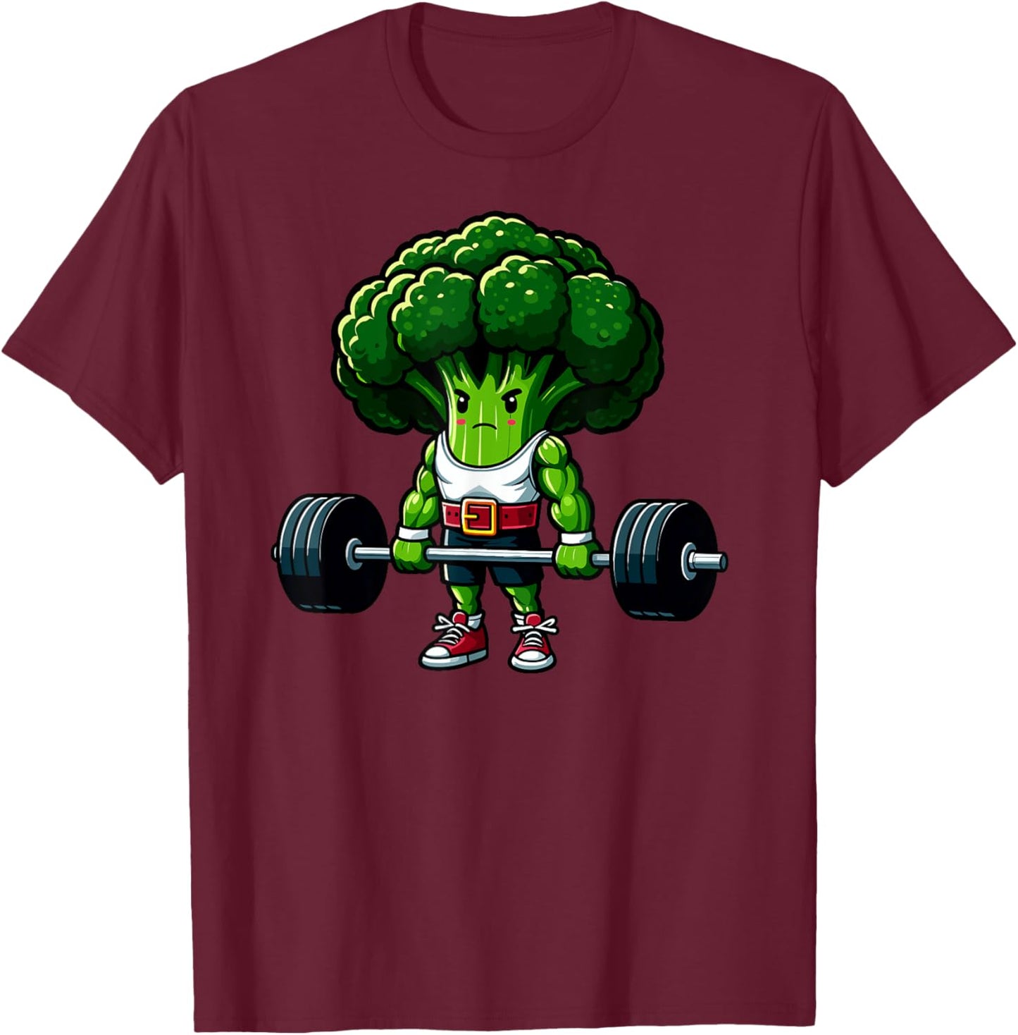 Broccoli Deadlift Weightlifting Gym Vegan Powerlifting T-Shirt - T-Shirt | Maroon