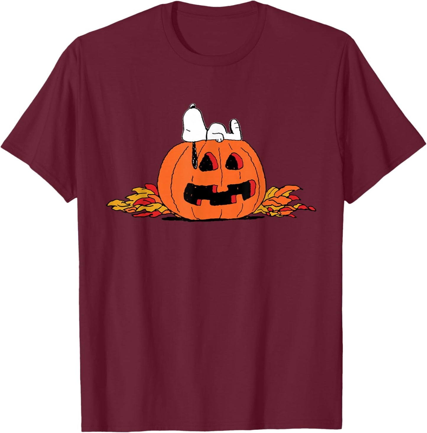 Peanuts Snoopy Lantern Halloween T-Shirt - T-Shirt | Maroon
