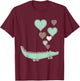 Cute Alligator with Hearts - I Love Alligators T-Shirt - T-Shirt | Maroon