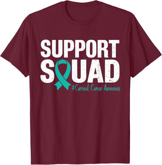Cervical Cancer Awareness Support Squad Men Women Kids T-Shirt - T-Shirt | Maroon
