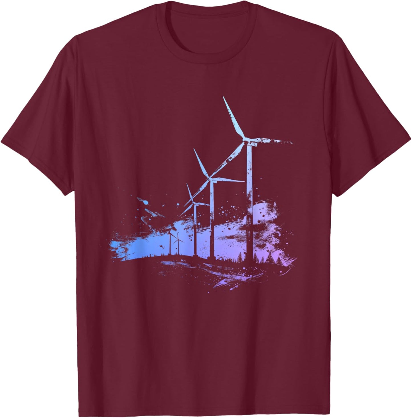 Windkraftfarm Windmill Turbine Renewable energy T-Shirt - T-Shirt | Maroon
