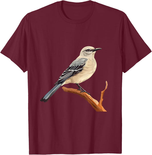 Northern mockingbird lover illustration T-Shirt - T-Shirt | Maroon