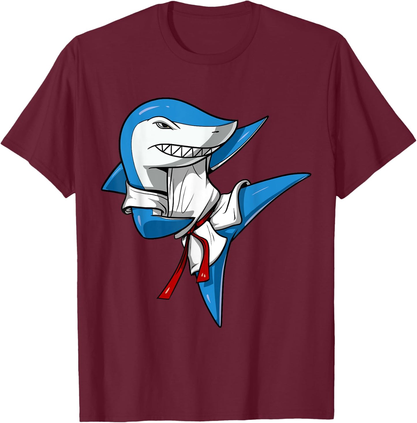 Shark Karate Martial Arts Kickboxing Jiu-Jitsu Taekwondo T-Shirt - T-Shirt | Maroon