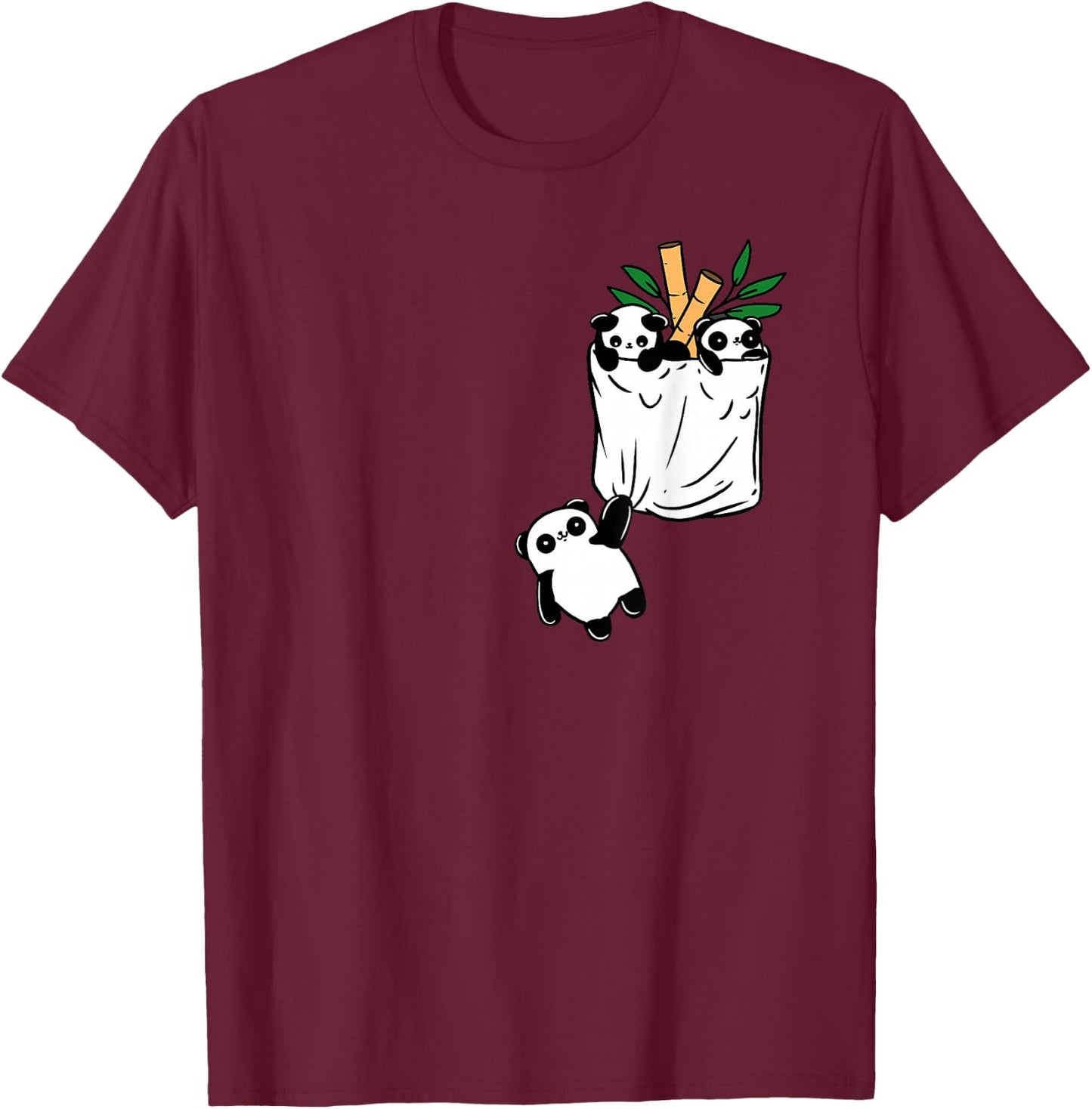 Panda In Pocket Panda Lover T-Shirt - T-Shirt | Maroon