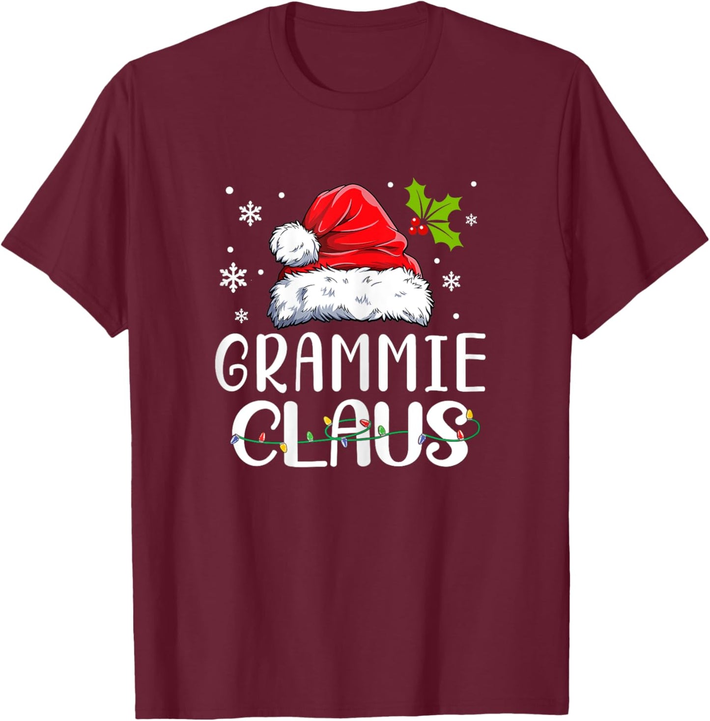 Matching Family Christmas Pajama Xmas Lights Grammie Claus T-Shirt - T-Shirt | Maroon