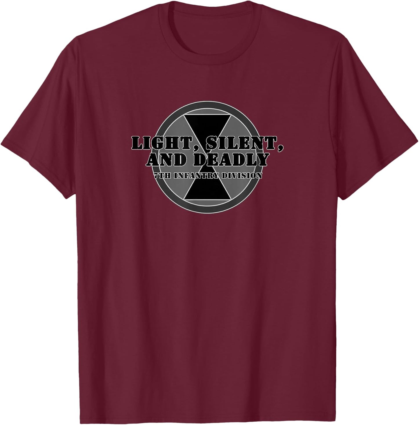 7th Infantry Division Emblem with Motto Army Veteran Gift T-Shirt - T-Shirt | Maroon