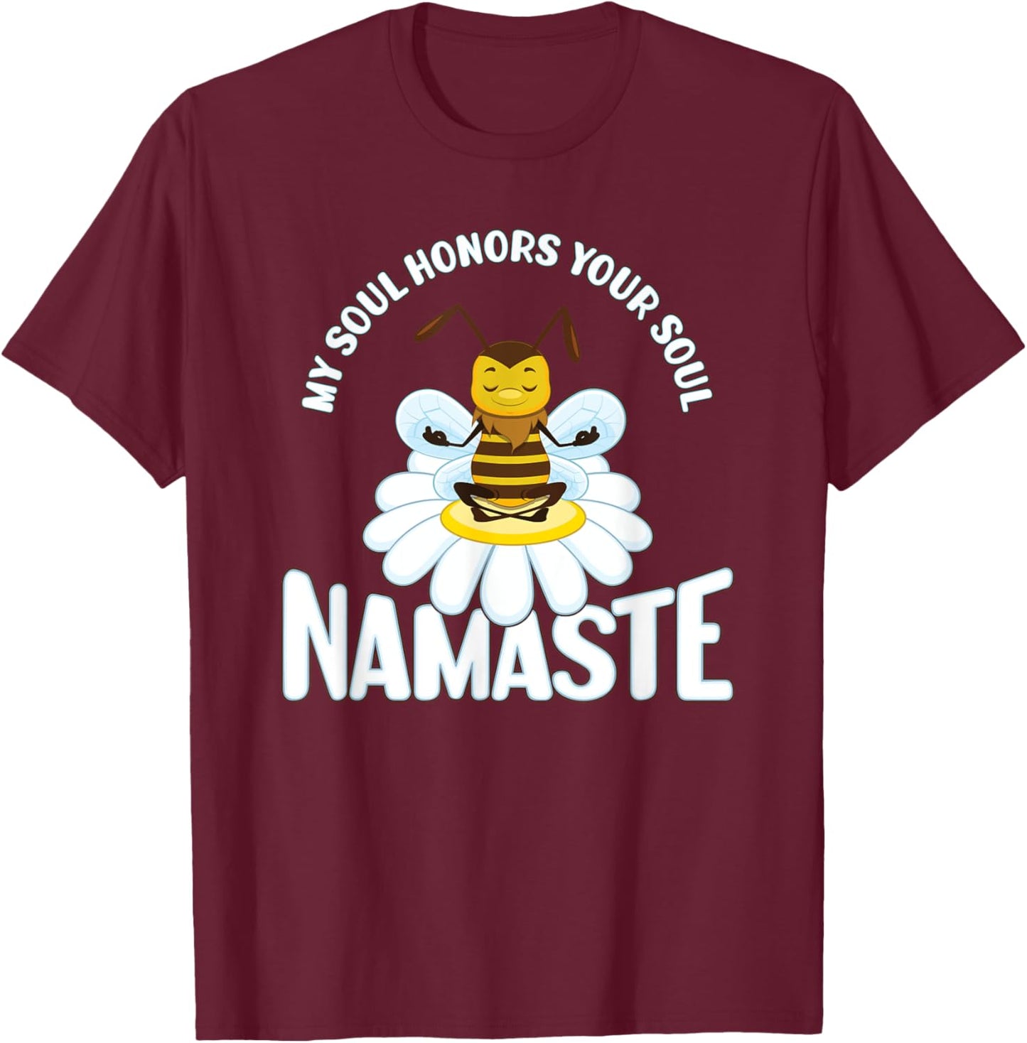 Yoga Namaste Bee Mandala Chakra Spiritual Meditation Karma T-Shirt - T-Shirt | Maroon
