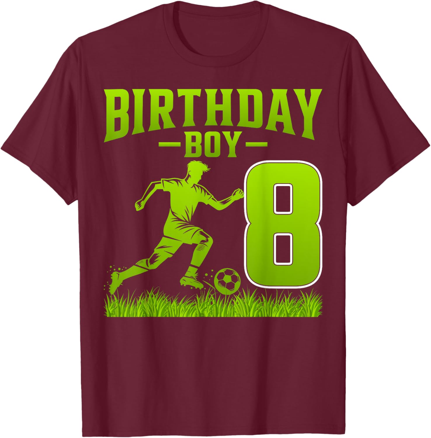Kids Soccer Lover 8 Years Old 8th Birthday Boy T-Shirt - T-Shirt | Maroon