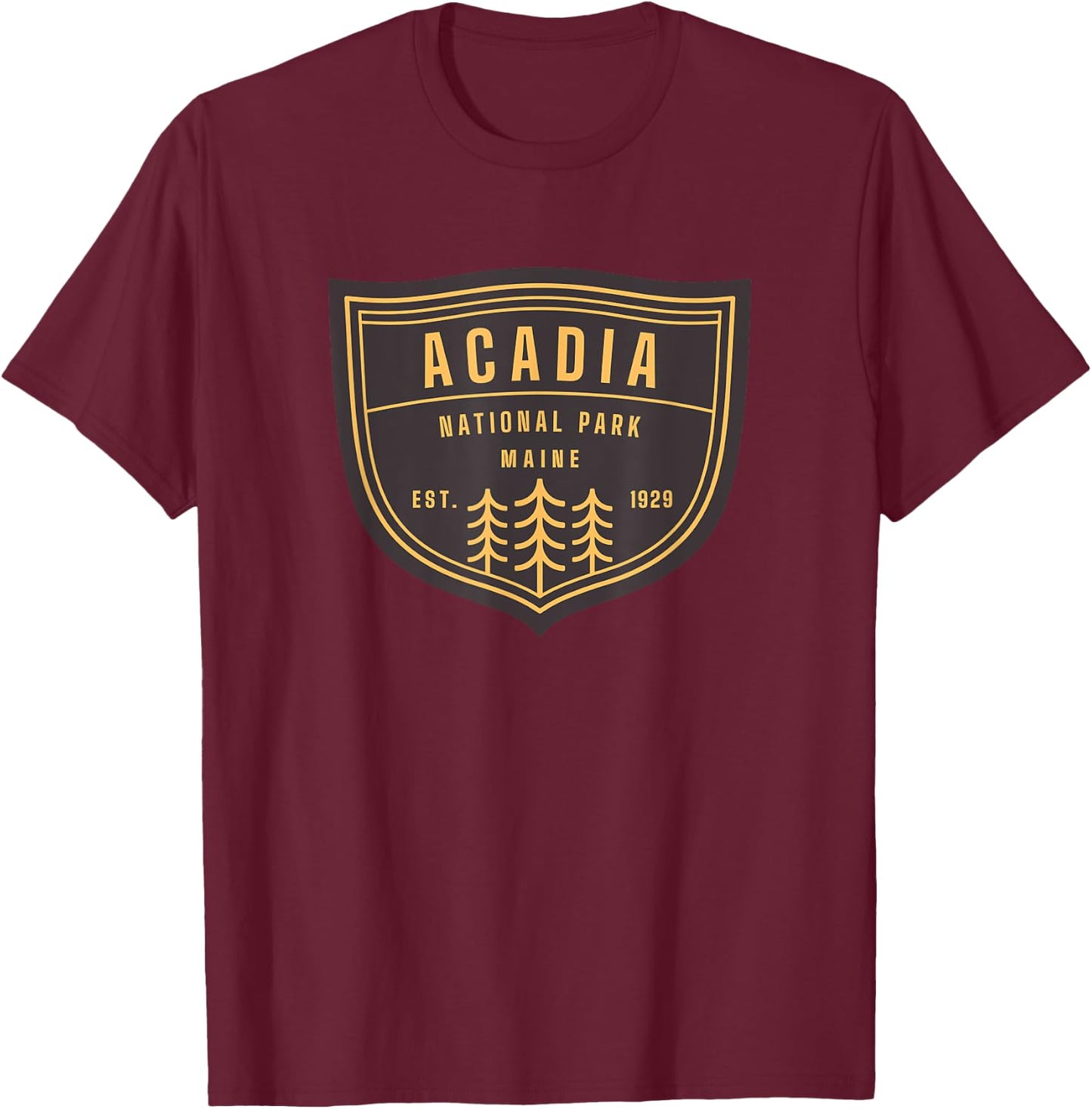 Acadia National Park Maine Hiking Vacation Souvenir Retro T-Shirt - T-Shirt | Maroon