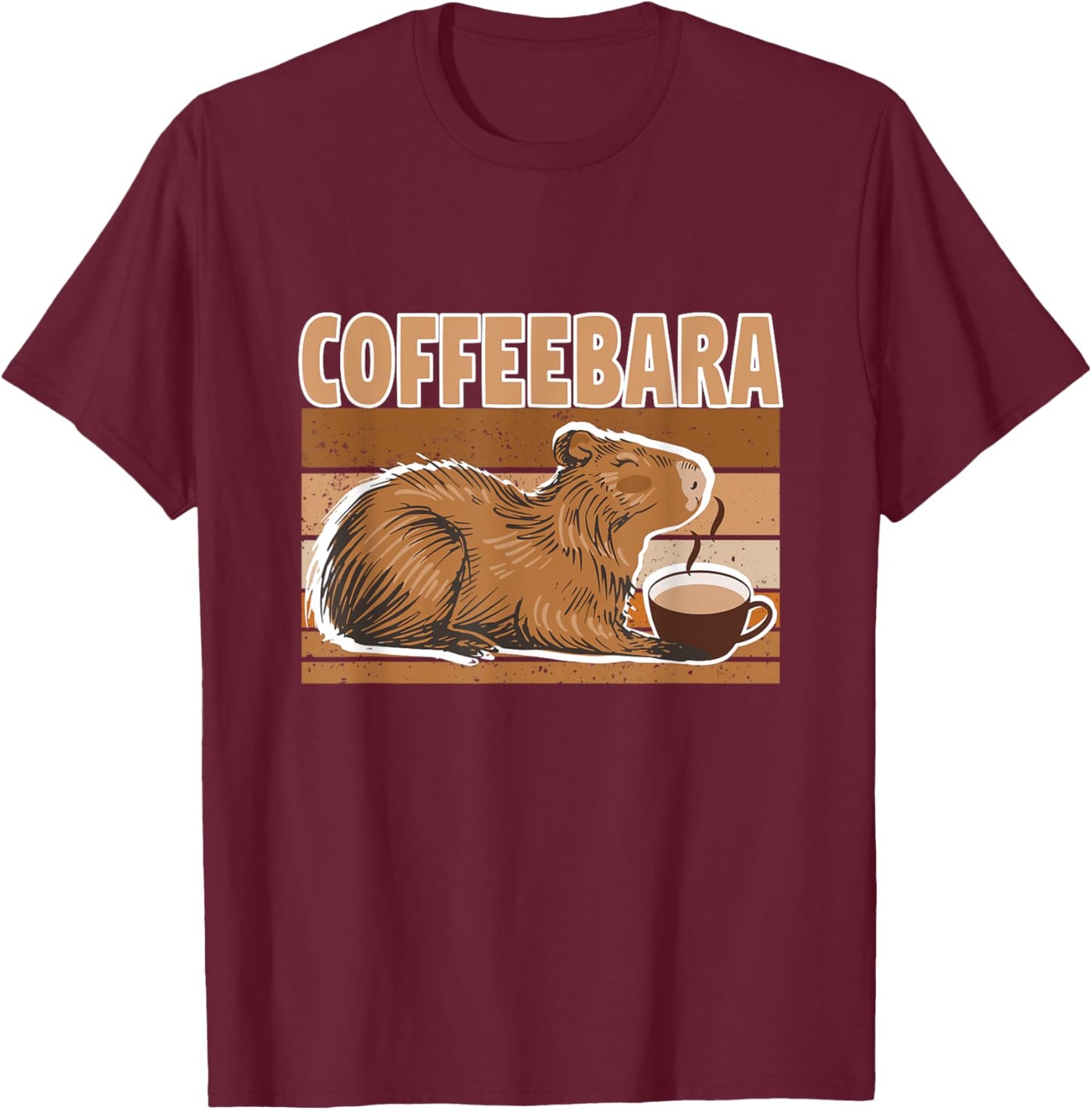 Coffeebara - Capybara Pet Fans Coffee with Capybara T-Shirt - T-Shirt | Maroon