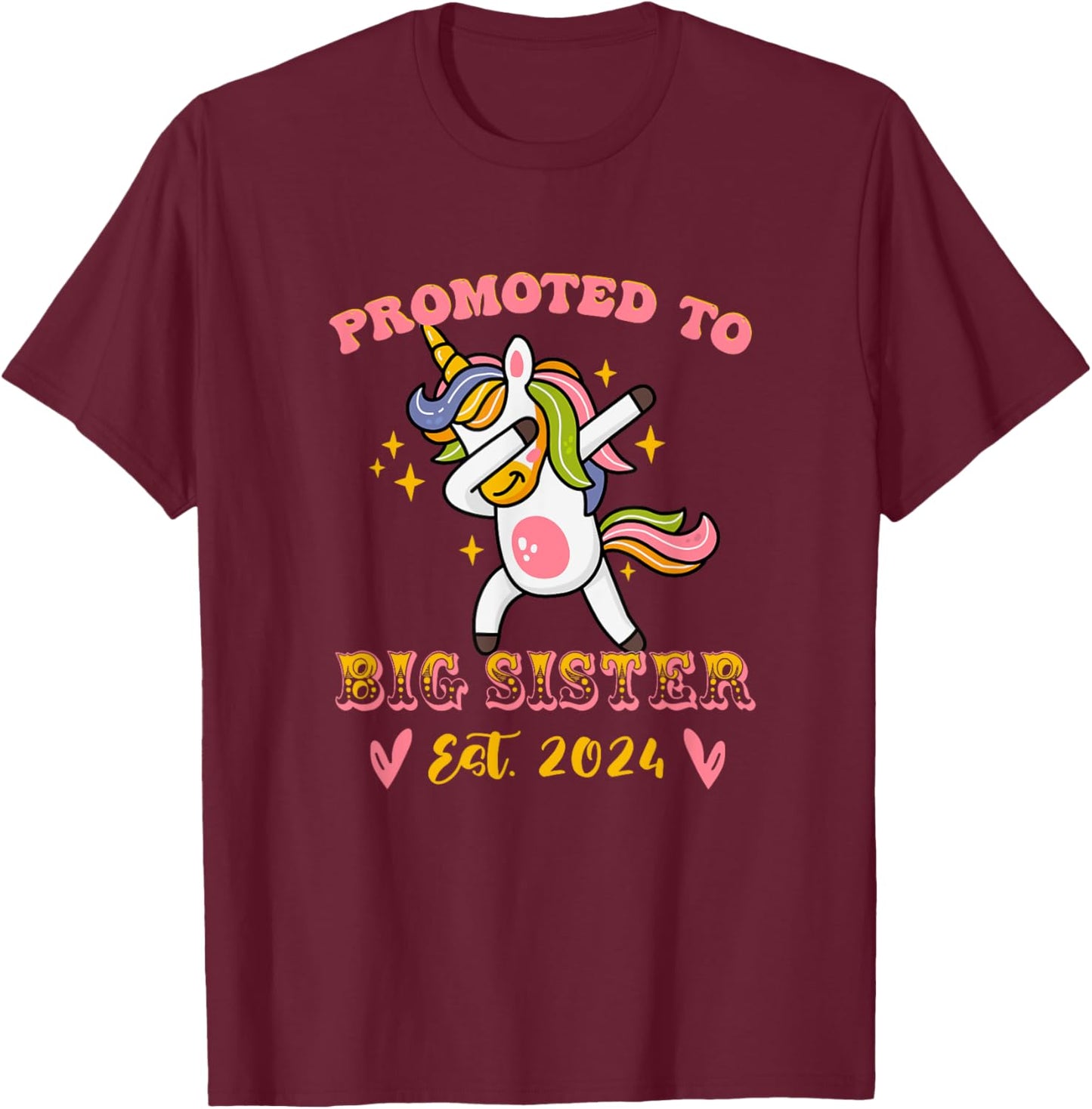Promoted to big sister est. 2024 for pregnancy announcement T-Shirt - T-Shirt | Maroon