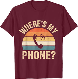 Vintage Where's My Phone Smartphone Pay Phone Funny Retro T-Shirt - T-Shirt | Maroon