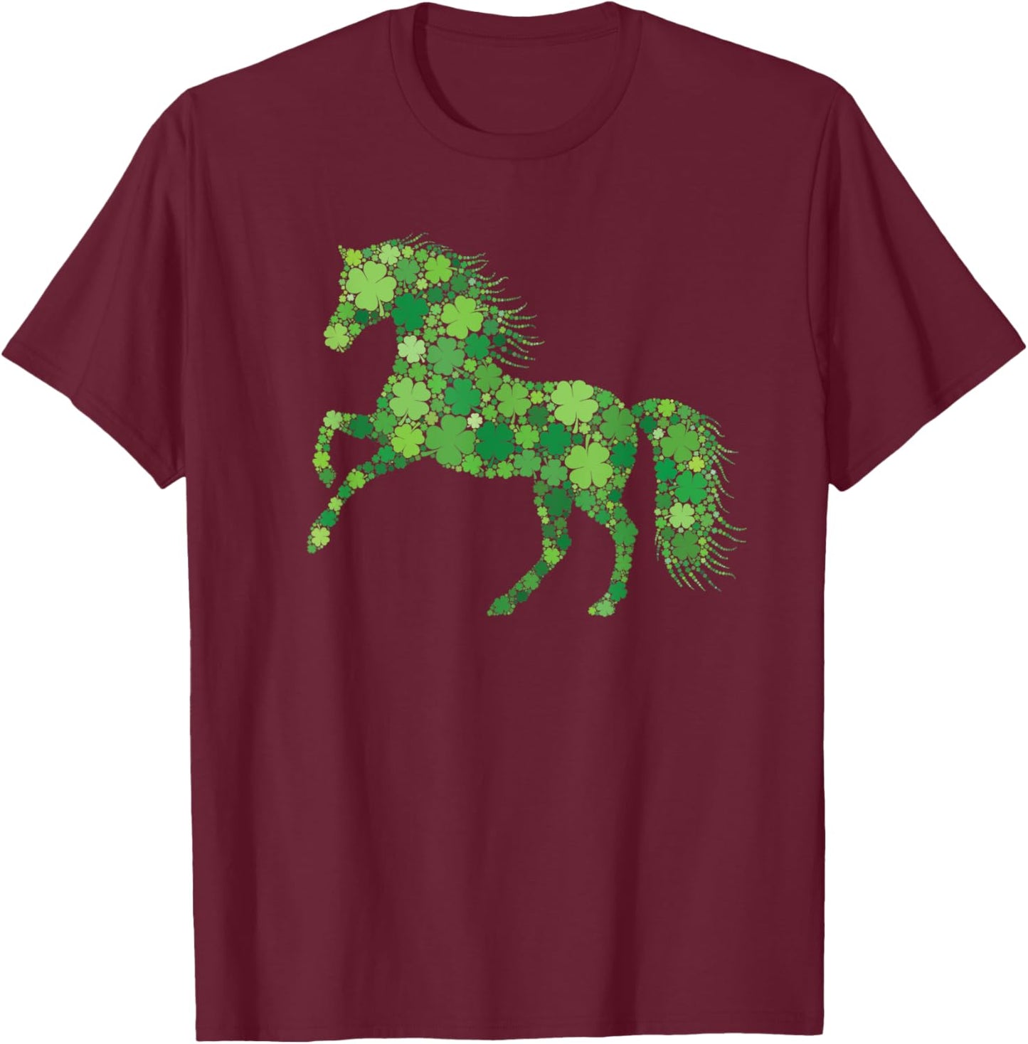 Funny Shamrock Horse Irish Leaf Horses St. Patrick's Day T-Shirt - T-Shirt | Maroon
