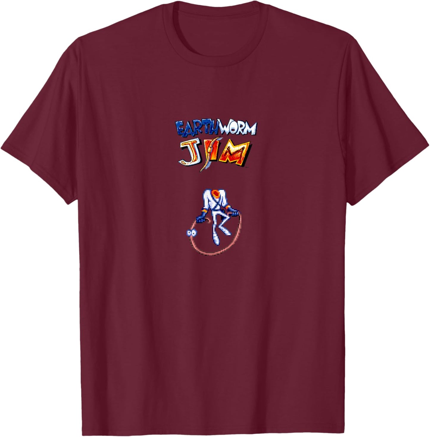 Earthworm Jim Jump Rope T-Shirt - T-Shirt | Maroon