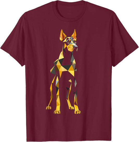 Doberman Motif Pet Artwork Dog Doberman T-Shirt - T-Shirt | Maroon