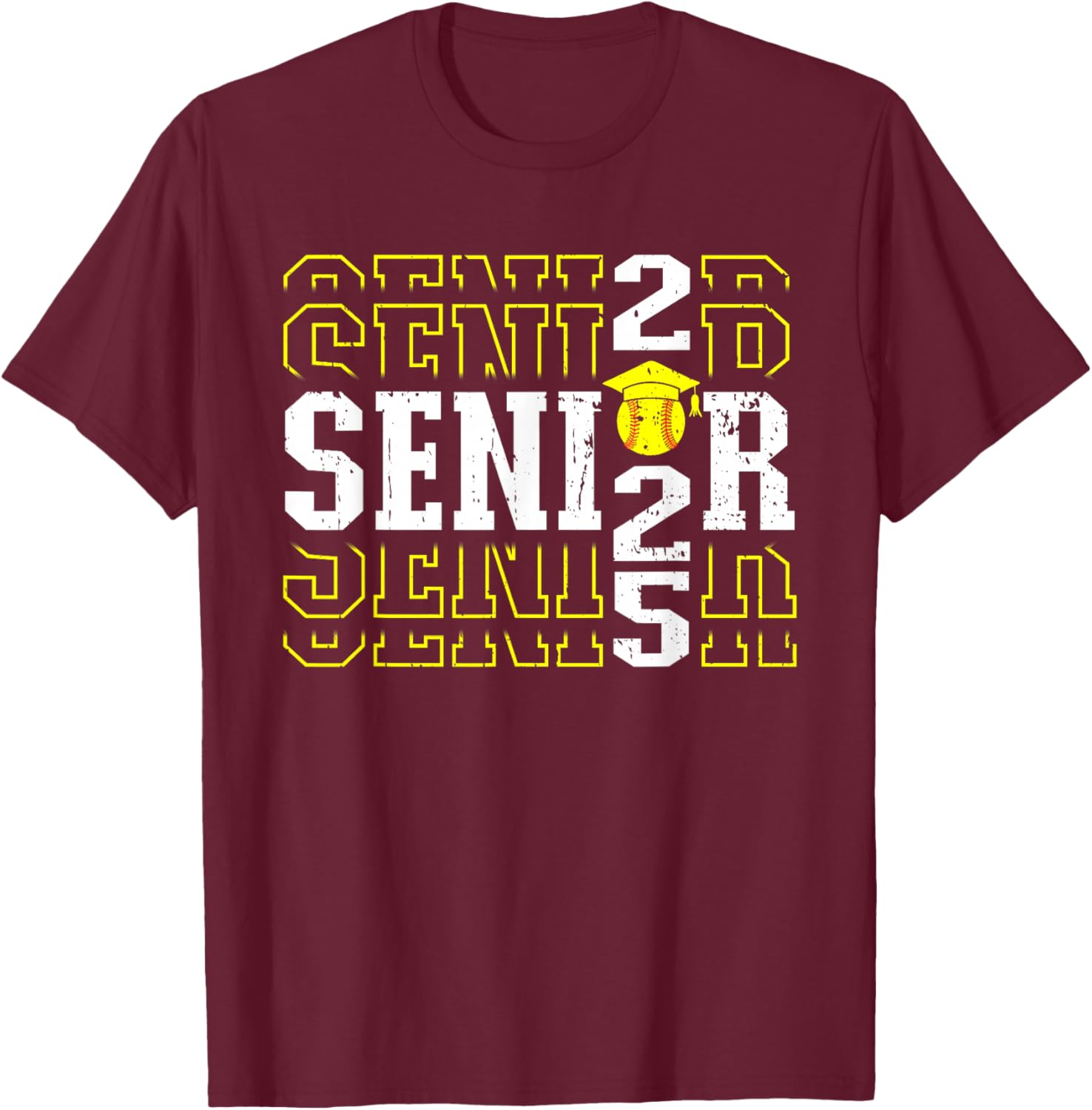 Senior 2025 Softball Class of 2025 Graduation T-Shirt - T-Shirt | Maroon