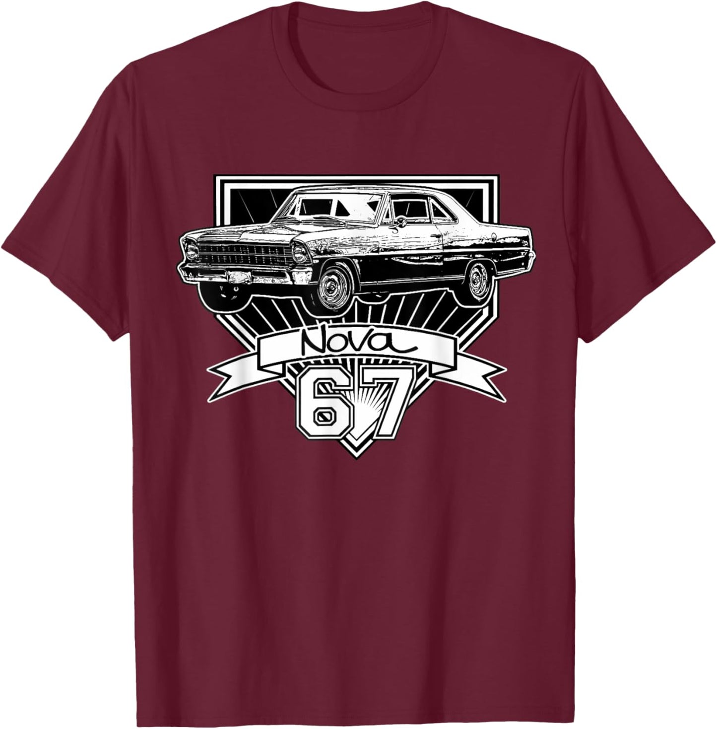 1967 67 Chevys Nova Classic Car Old School Muscle Car T-Shirt - T-Shirt | Maroon