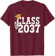 Class of 2037 Grow With Me Boy Girl First Day of Graduation T-Shirt - T-Shirt | Maroon