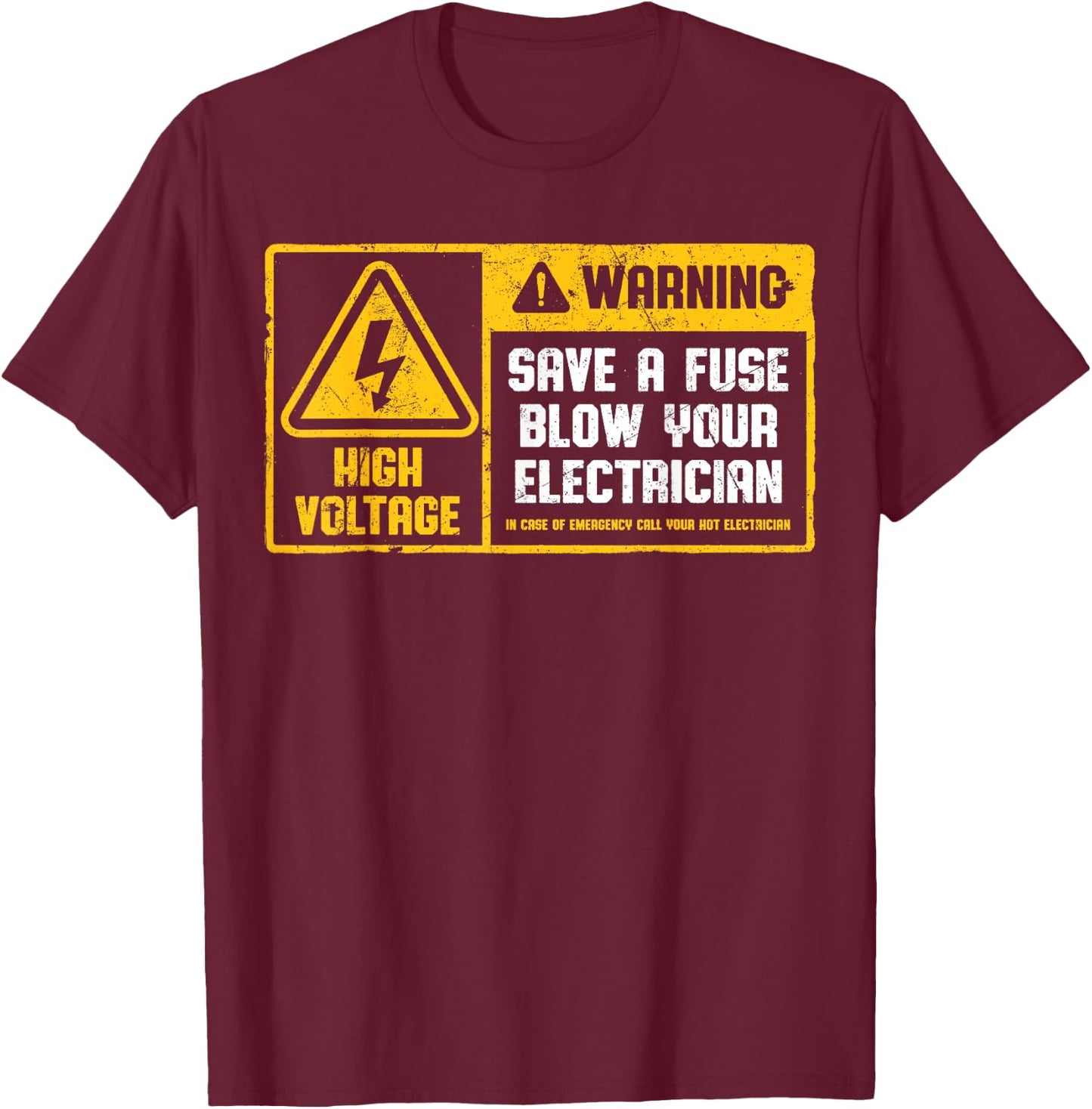 Electrician Save A Fuse Funny Lineman Wireman Retro Vintage T-Shirt - T-Shirt | Maroon