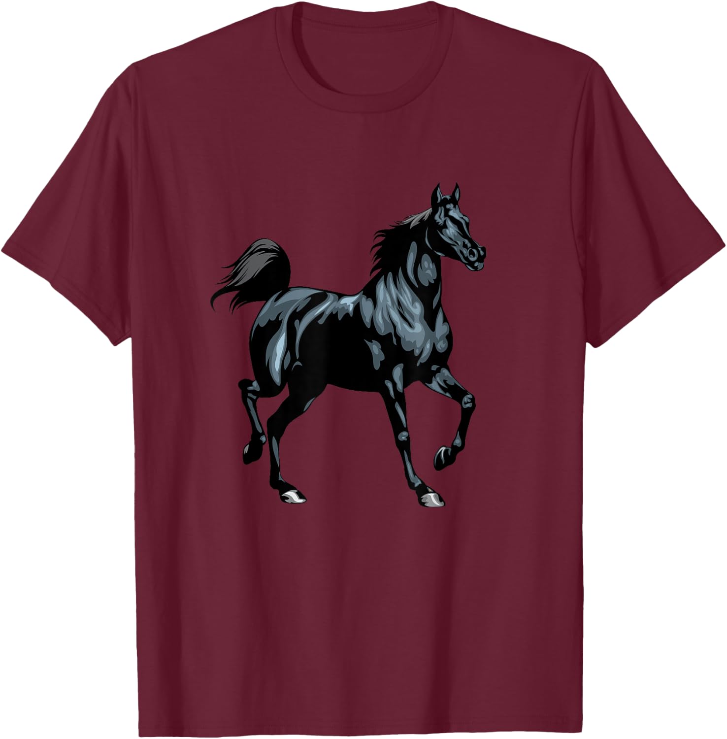 Realistic Black Arabian Horse Arabian Horse Funny T-Shirt - T-Shirt | Maroon