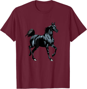 Realistic Black Arabian Horse Arabian Horse Funny T-Shirt - T-Shirt | Maroon