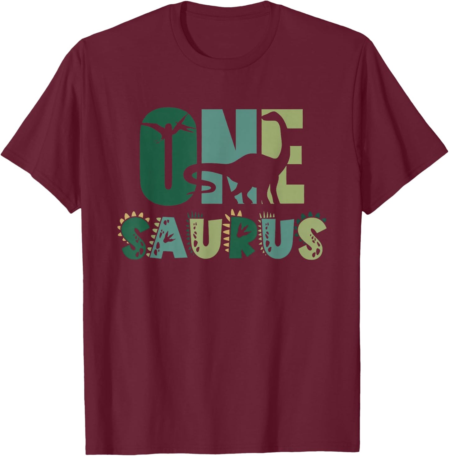 One Saurus First 1st Birthday Dinosaur Boy Toddler Kids T-Shirt - T-Shirt | Maroon