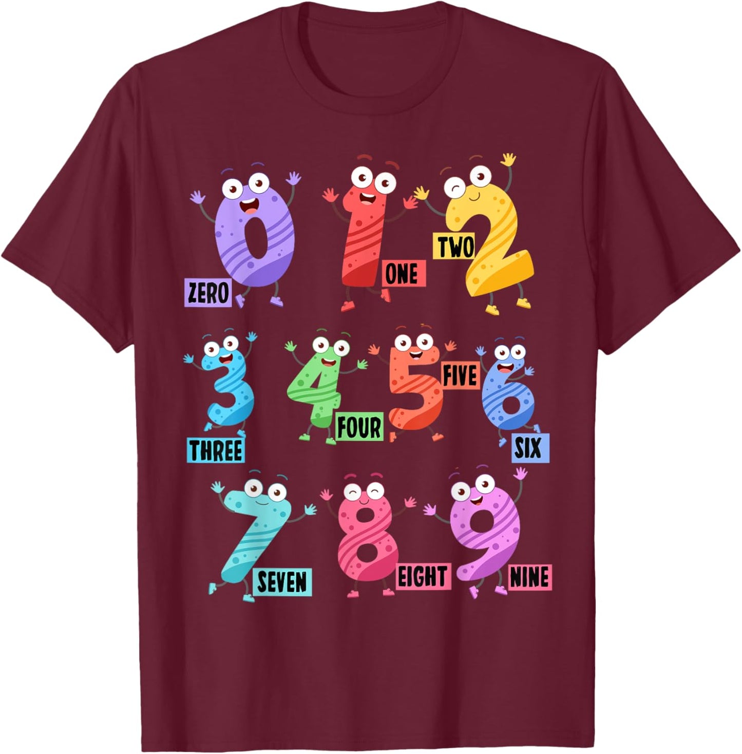 Maths Day Costume With Numbers On Idea Kids Maths Number T-Shirt - T-Shirt | Maroon