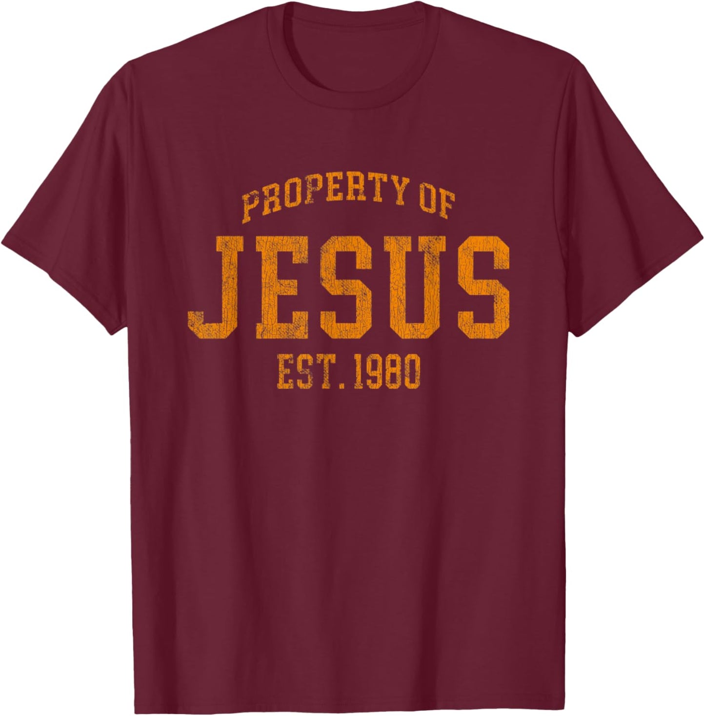 Vintage Property Of Jesus Est 1980s T-Shirt - T-Shirt | Maroon