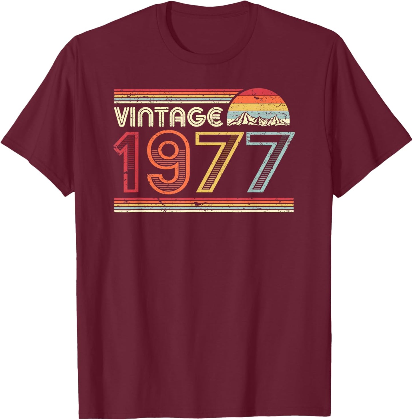 1977 Vintage Shirt, Birthday Gift . Retro Style T-Shirt - T-Shirt | Maroon