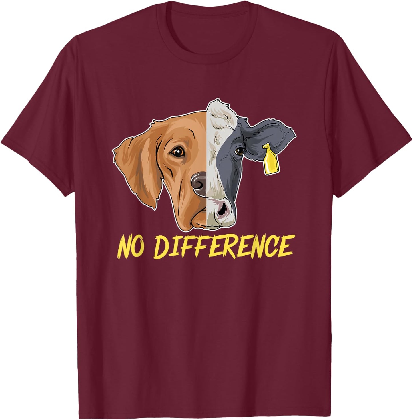 No Difference Vegan Vegetarian Gift Cow Dog Animal Lover Women Girls Kids T-Shirt - T-Shirt | Maroon