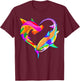 Love Heart Shark Valentine's Day I Love Sharks Colorful T-Shirt - T-Shirt | Maroon