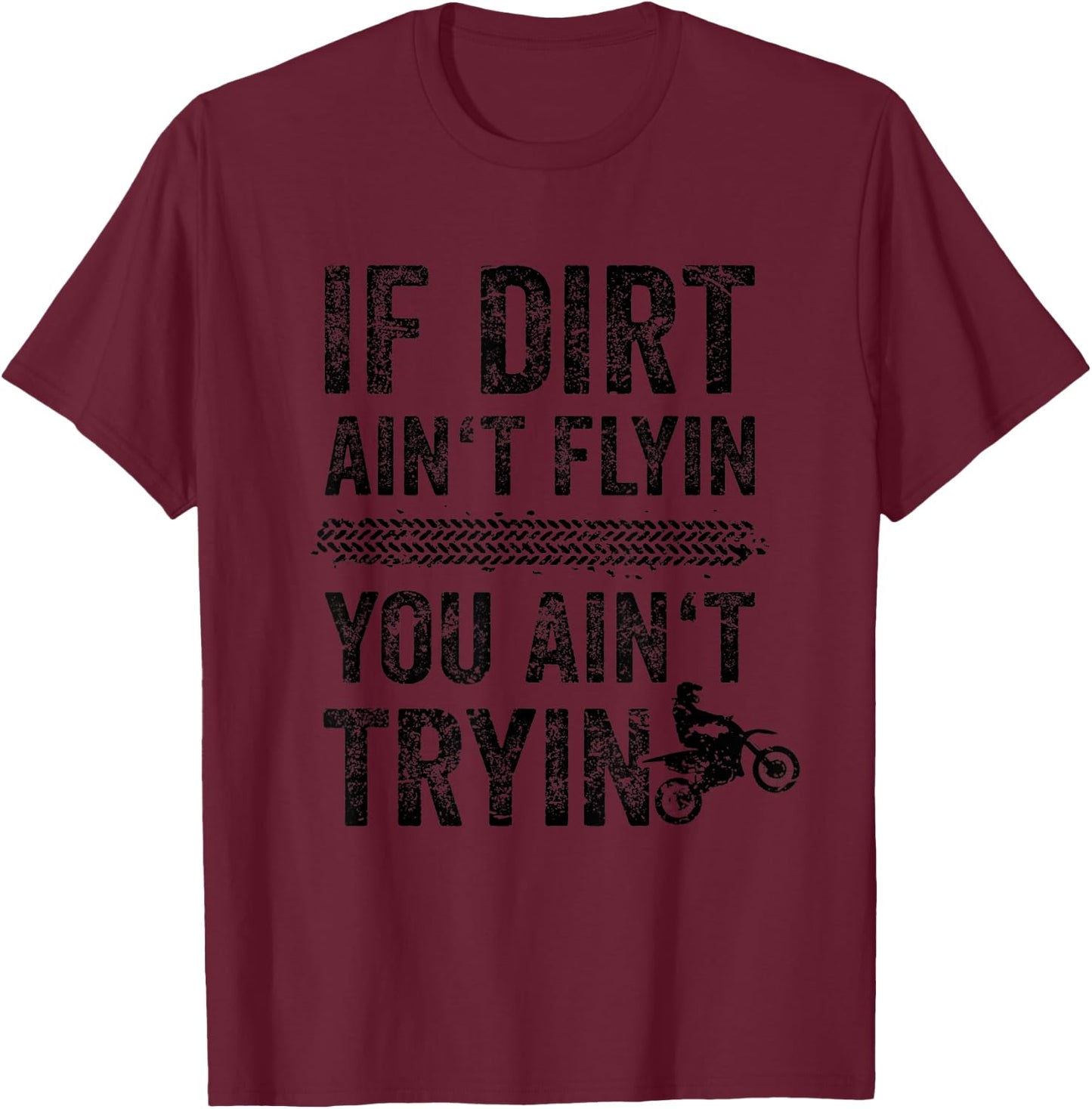 Funny Dirt Bike Accessories MX Apparel Tire Tracks Motocross T-Shirt - T-Shirt | Maroon