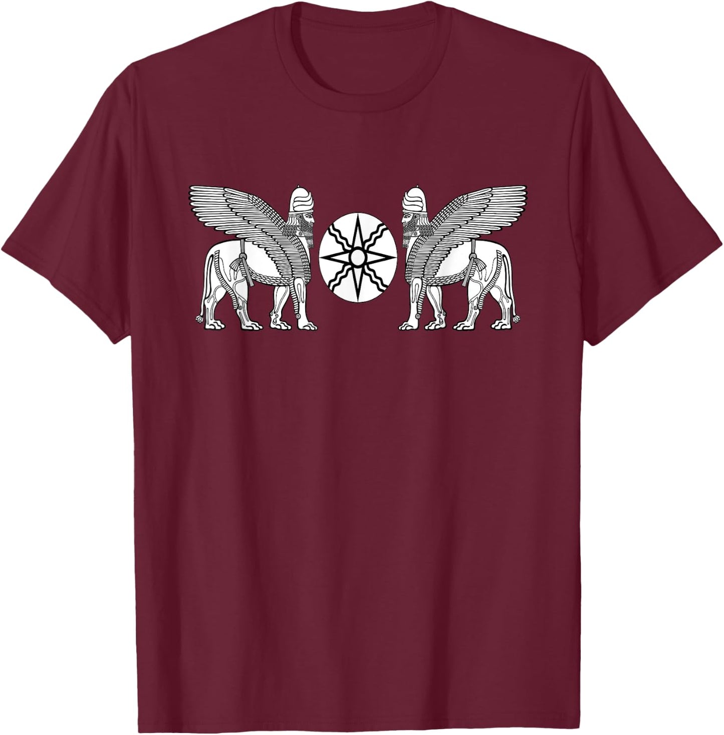Assyrian Lamassu Assyrian Flag T-Shirt - T-Shirt | Maroon