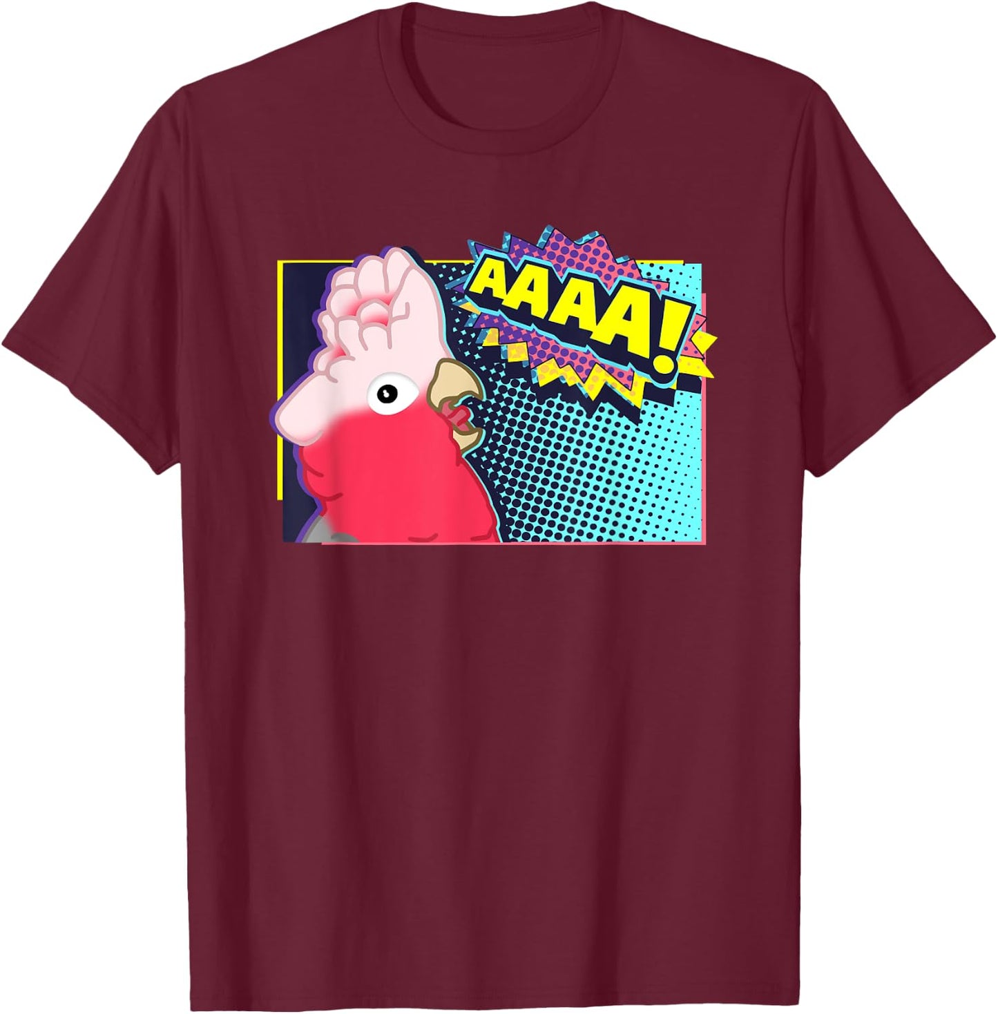 Screaming Galah Cockatoo Comic, Birb Memes, Funny parrot T-Shirt - T-Shirt | Maroon