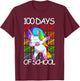 Happy 100 Days Of School Shirt Girls Unicorn Lover Gift T-Shirt - T-Shirt | Maroon
