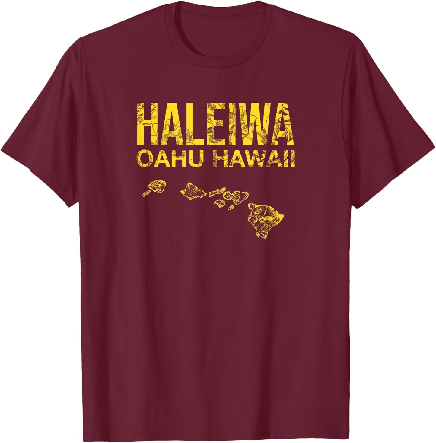 Hawaii HALEIWA North Shore Oahu Hawaiian Islands T-Shirt - T-Shirt | Maroon