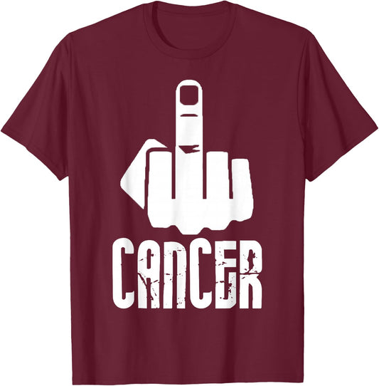 Fuck Cancer Middle Finger T-Shirt - T-Shirt | Maroon